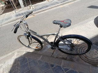 Bicicleta de montaña plateada