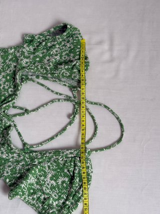 Bershka Mini Dress Green Floral Cute Summer Casual