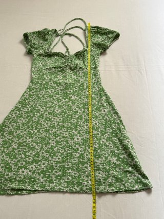 Bershka Mini Dress Green Floral Cute Summer Casual