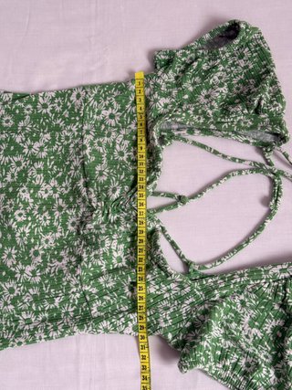 Bershka Mini Dress Green Floral Cute Summer Casual