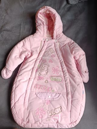Buzo Saco Invierno Bebé Rosa Oso