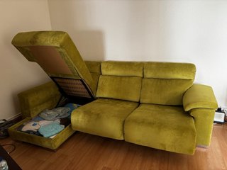 Sofá Chaise Longue Marrón con Fundas