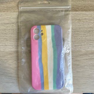 Cover a strisce multicolore pastello per iPhone 12