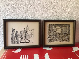 2 Cuadros Dibujo Vintage