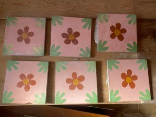 9 Baldosas Hidráulicas Flor Rosa