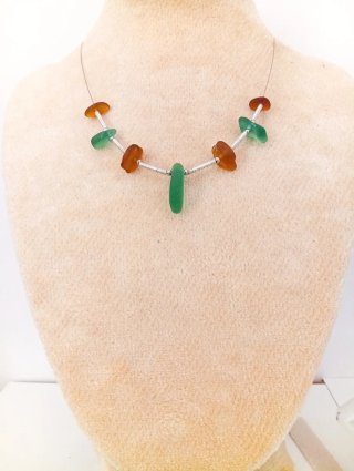 Collana vetro marino verde e arancio