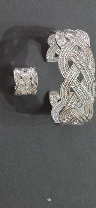 Conjunto Anillo y Brazalete Plata Trenzada