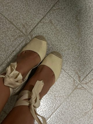Cuñas esparto mujer beige