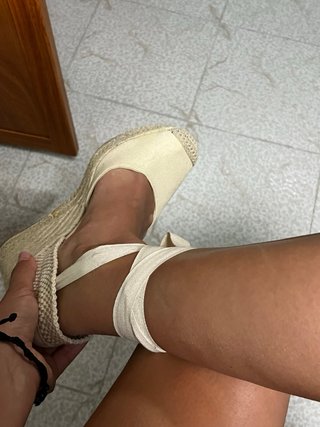 Cuñas esparto mujer beige