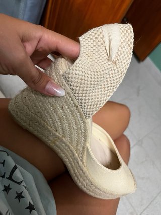 Cuñas esparto mujer beige