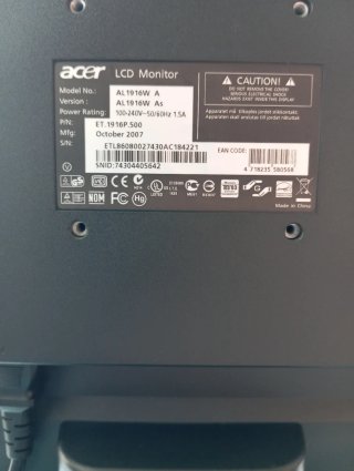 Monitor LCD Acer AL1916W da 19 pollici