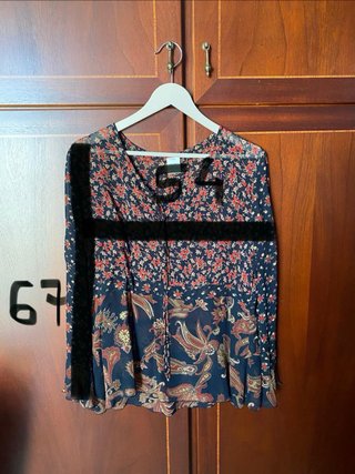 Blusa gasa estampada mujer talla 46
