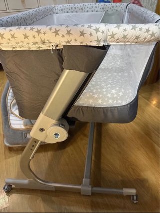 Minicuna colecho gris estrellas
