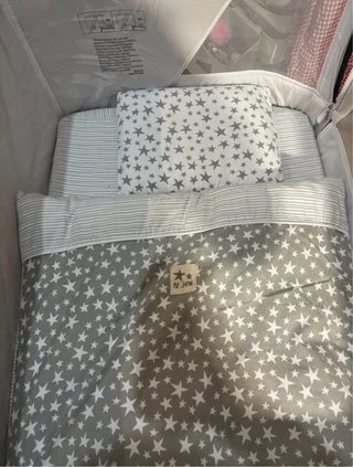 Minicuna colecho gris estrellas