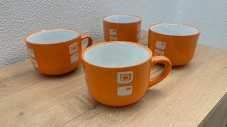 Juego de 4 tazas de desayuno naranjas