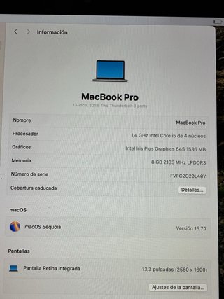 MacBook Pro 13 2019 Plata/Gris Espacial