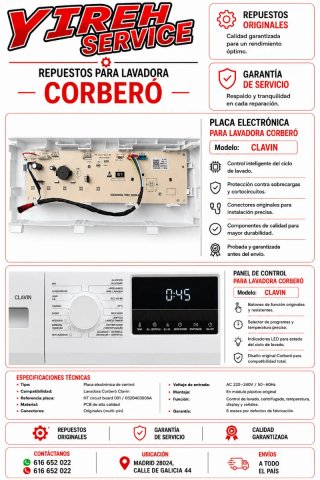 Placa Electrónica Lavadora Corberó Clavin