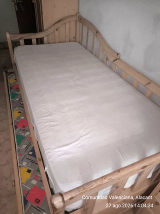 Cama nido madera palo rosa con colchones, interi