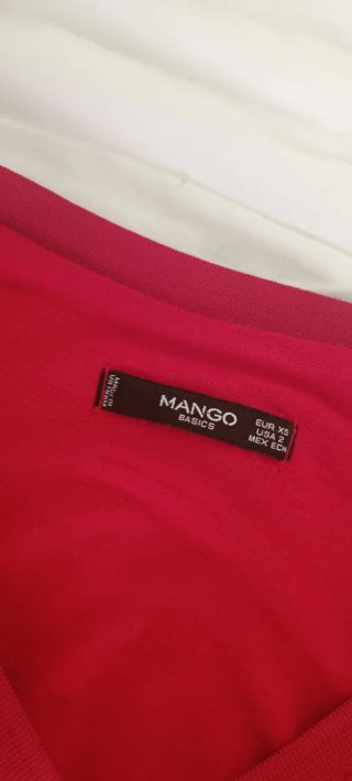 Blusa Mango Elegante Manga Larga Roja Talla XS