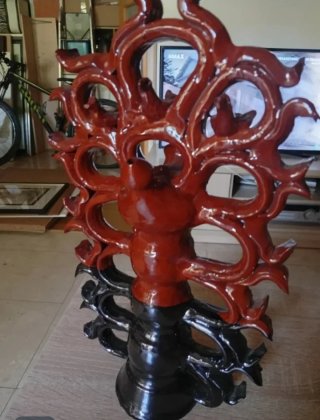 Botijo de cerámica rojo y negro 36x23