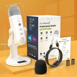 Micrófono ZealSound Profesional Estudio Blanco