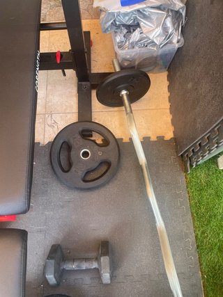Banco Gimnasio Completo + Barras y Pesas
