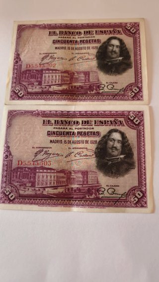 Billetes 50 Pesetas Banco de España 1928