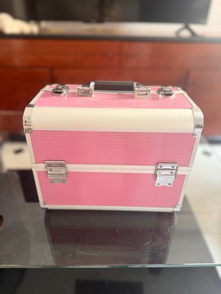 Maletín de manicura/maquillaje rosa plateado