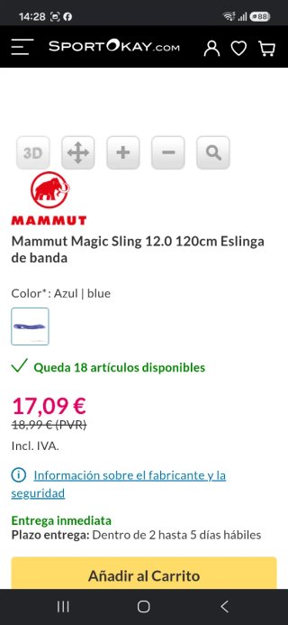 Aros cinta escalada Mammut 1.20m