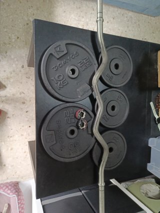 Kit Pesas 2x10kg, 3x5kg y Barra W con agarres