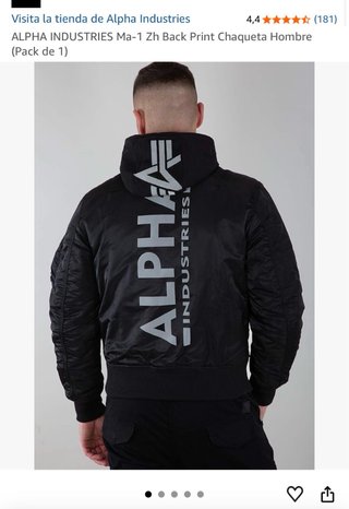 Chaqueta Bomber Negra Alpha Industries