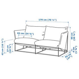 HAVSTEN Sofá 2 plazas exterior, beige, 179x92x76 c