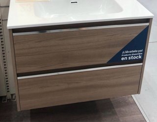 Mueble baño madera nogal suspendido