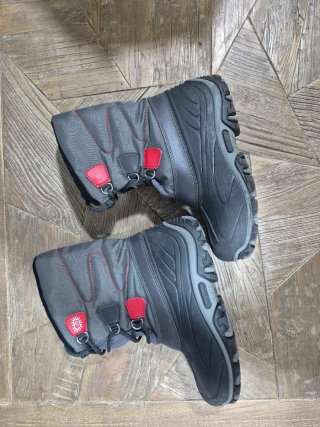 Botas de Nieve Niños Gris y Rojo