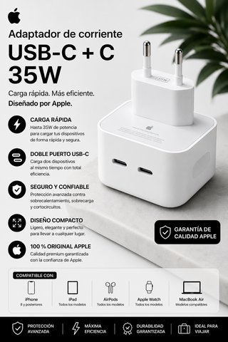 Pack Cargador Apple iphone 17/16/15 (Precintado)