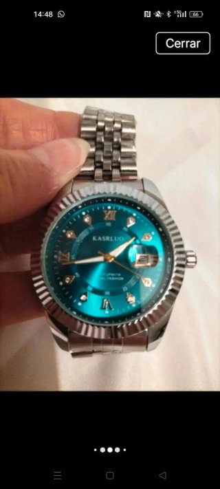 Reloj KASRLU Hombre Verde/Plata Nuevo