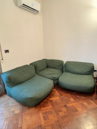 Divano componibile angolare 3 posti verde
