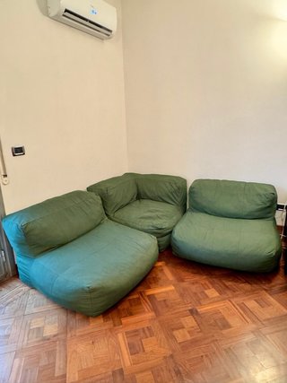 Divano componibile angolare 3 posti verde