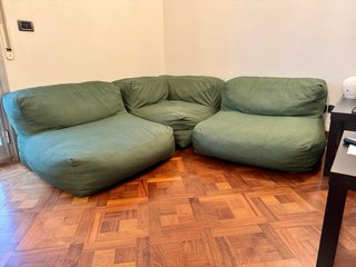Divano componibile angolare 3 posti verde
