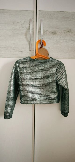 Chaqueta niña plateada brillante