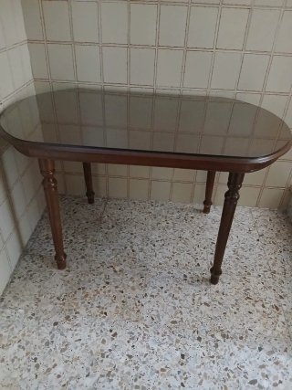 Mesa madera con cristal
