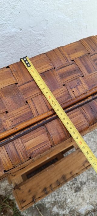 Antigua Maleta baúl almacenamiento mimbre y madera