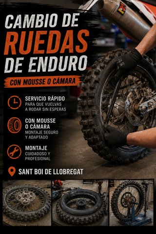 Cambio Ruedas Moto Enduro Mousse/Cámara