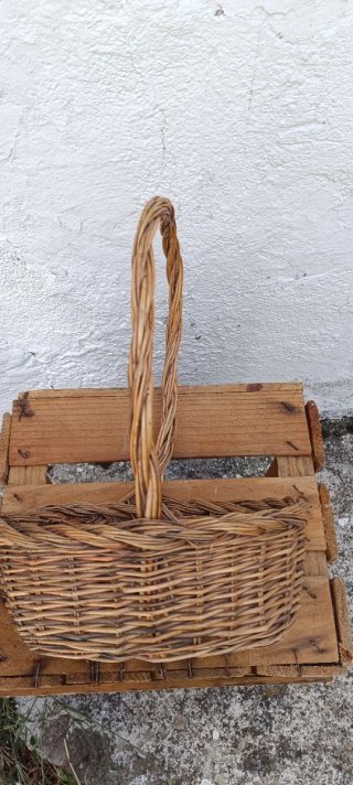 Cesta Mimbre Antigua Ovalada Artesanal
