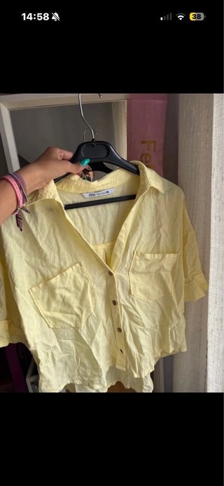 Camisa Lino Zara Amarilla