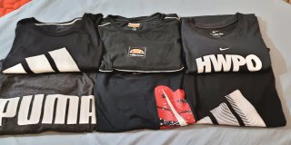 Lote 6 camisetad Ropa Deportiva Negra Varias Marca