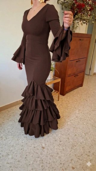 Traje de flamenca marrón TODAS LAS TALLAS