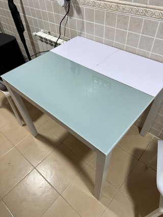 Mesa de cocina extensible cristal y madera
