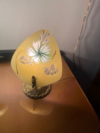 Coppia Lampade Vintage Vetro Giallo
