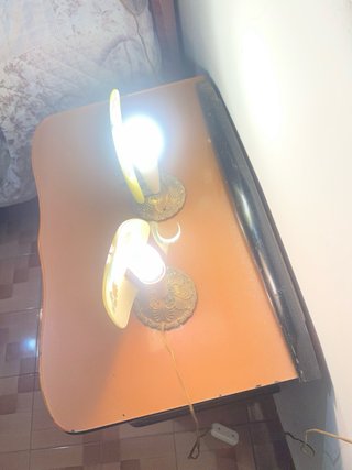 Coppia Lampade Vintage Vetro Giallo
